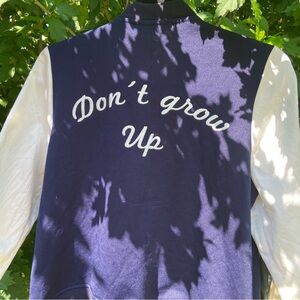 “Don’t Grow Up” Embroidered Lightweight Zara Bomber Jacket 🩵